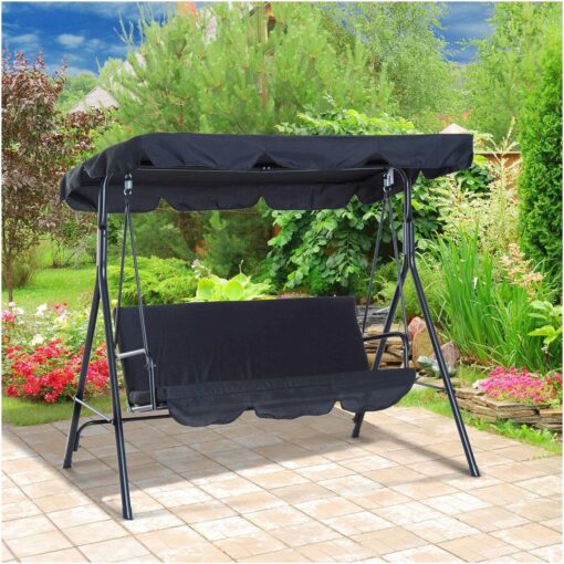 Outsunny 3-Person Porch Lawn Swing with Canopy - Image 2