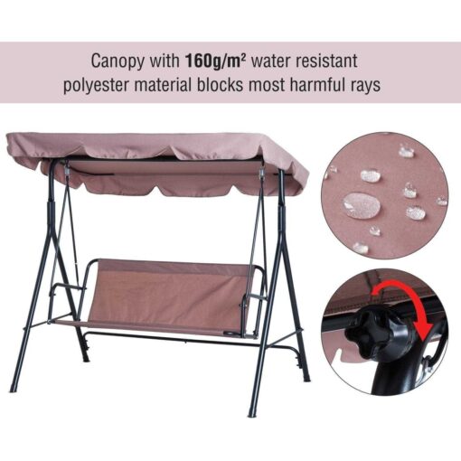 Outsunny 3-Person Porch Lawn Swing with Canopy - Image 4