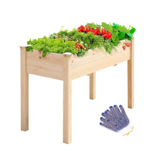 TMEE 4FT Raised Garden Bed with Legs Elevated Garden Box for Vegetable