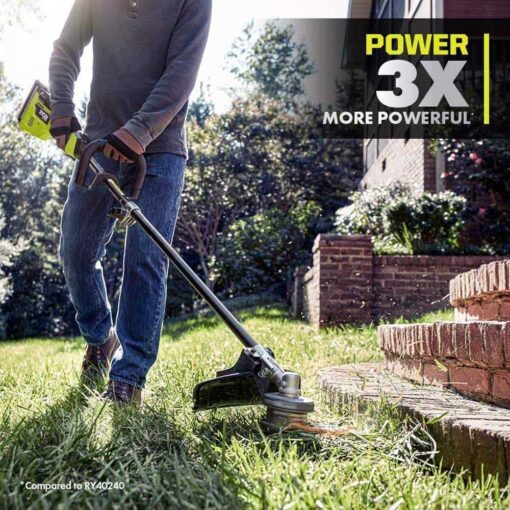 RYOBI 40V HP Brushless Cordless Carbon Fiber Shaft Attachment String Trimmer 4.0 Ah Battery Charger - Image 3