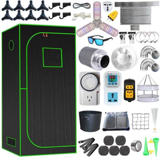 iMeshbean LED Full Spectrum Grow Tent with 48x24x80 Grow Tent and Ventilation Inline Fan