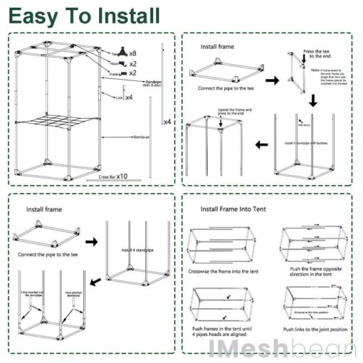 iMeshbean LED Full Spectrum Grow Tent with 48x24x80 Grow Tent and Ventilation Inline Fan - Image 3