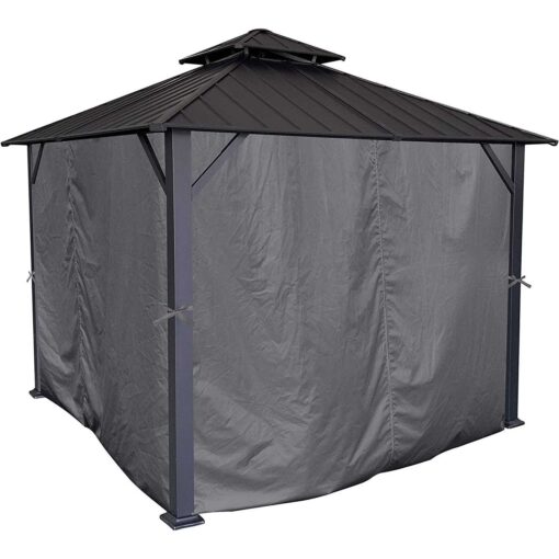 APEX GARDEN Four-Side Privacy Curtain Set for 10-ft x 12-ft Gazebo