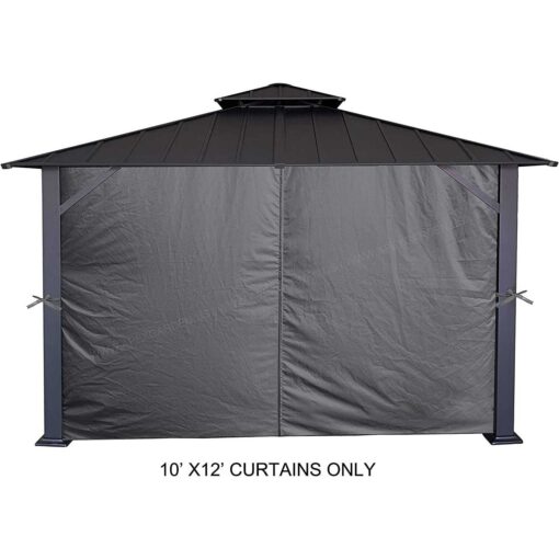 APEX GARDEN Four-Side Privacy Curtain Set for 10-ft x 12-ft Gazebo - Image 3