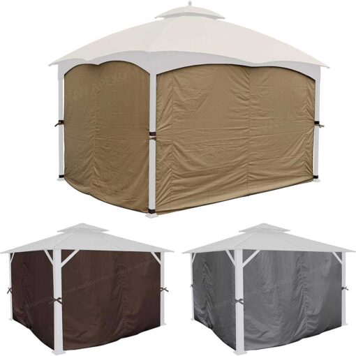 APEX GARDEN Four-Side Privacy Curtain Set for 10-ft x 12-ft Gazebo - Image 4