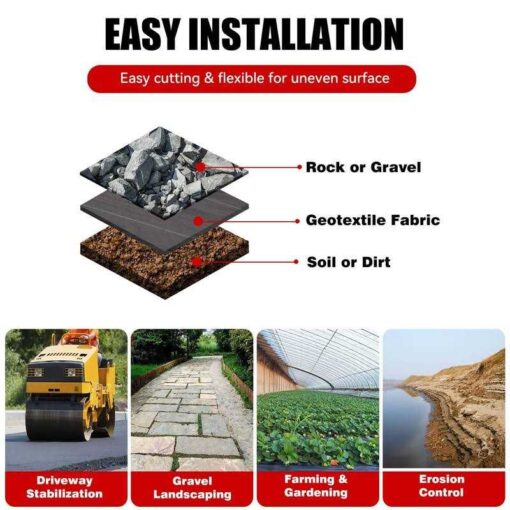 Lgjiaojiao Weed Barrier Landscape Fabric Heavy Duty Weed Block Gardening Ground Cover Mat - Image 3