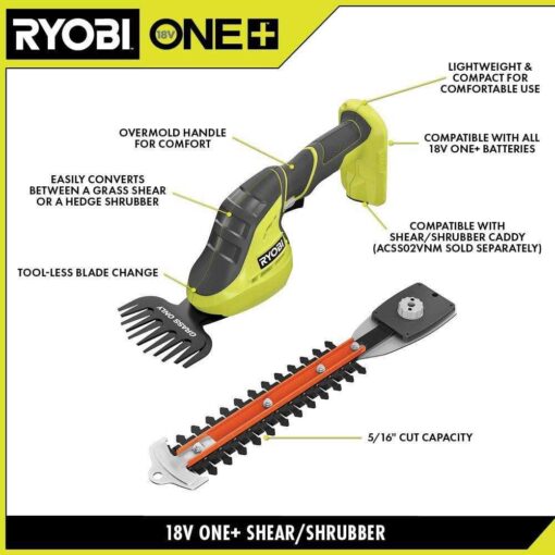 RYOBI ONE+ 18V Cordless Grass Shear and Shrubber Trimmer - Image 4