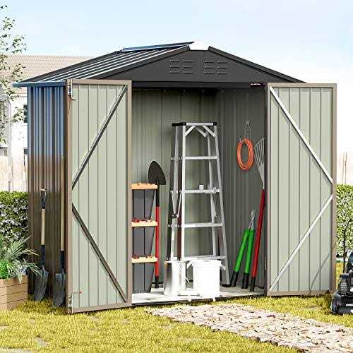 Greesum Metal Outdoor Storage Shed 5ft x 3ft Steel Utility Tool Shed Storage House with Door & Lock - Image 2