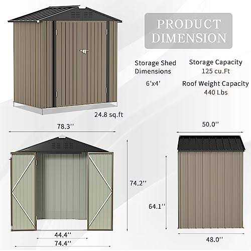 Greesum Metal Outdoor Storage Shed 5ft x 3ft Steel Utility Tool Shed Storage House with Door & Lock - Image 5