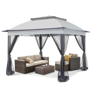 COOS BAY Cool Spot 11×11 Pop-Up Instant Gazebo Tent with Mosquito Netting Outdoor Canopy Shelter with 121 Square Feet of Shade