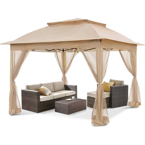 COOS BAY Cool Spot 11×11 Pop-Up Instant Gazebo Tent with Mosquito Netting Outdoor Canopy Shelter with 121 Square Feet of Shade