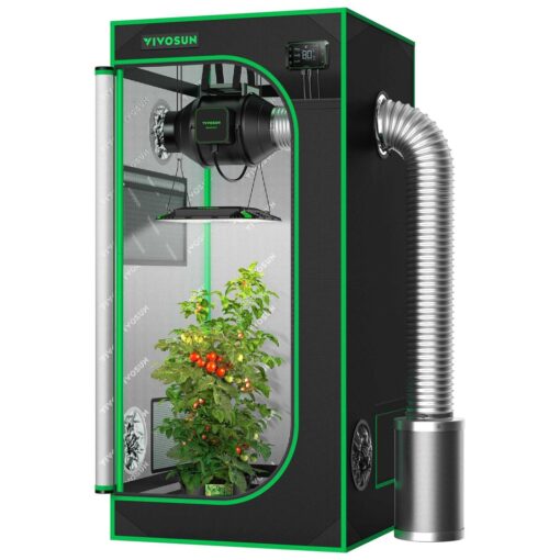 VIVOSUN S224 2×2 Grow Tent 24’x24’x48' High Reflective Mylar with Observation Window and Floor Tray for Hydroponics Indoor Plant for Vs1000 - Image 5