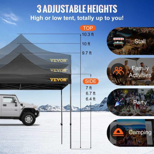 VEVOR 10 Ft. x 10 Ft. Pop Up Canopy Tent Outdoor Patio Gazebo Tent Uv Resistant Waterproof Instant Gazebo Shelter - Image 2