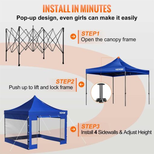 VEVOR 10 Ft. x 10 Ft. Pop Up Canopy Tent Outdoor Patio Gazebo Tent Uv Resistant Waterproof Instant Gazebo Shelter - Image 4
