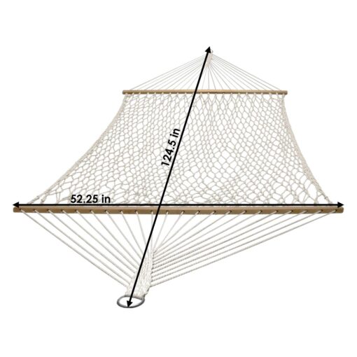 Sunnydaze 2-Person Cotton Rope Hammock with Spreader Bars - Image 3