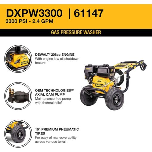 DEWALT 3300 PSI 2.4 GPM Gas Cold Water Pressure Washer with OEM Axial Cam Pump - Image 2