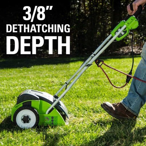 Greenworks 10 Amp 14 Corded Electric Dethatcher 27022 - Image 3