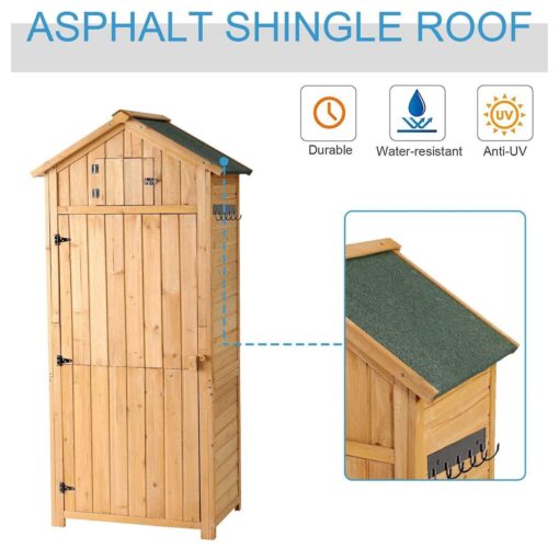 B BAIJIAWEI Outdoor Storage Shed Wood Garden Storage Cabinet Waterproof Tool Storage Cabinet with Lockable Doors for Garden - Image 3
