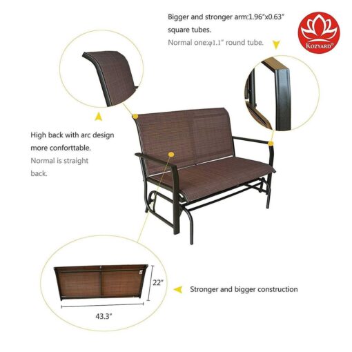 Kozyard Cozy Two Rocking Love Seats Glider Swing Bench/Rocker - Image 3