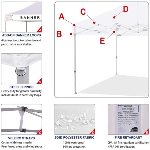 Eurmax Pop Up Canopy Replacement Canopy Tent Top Cover - Image 2