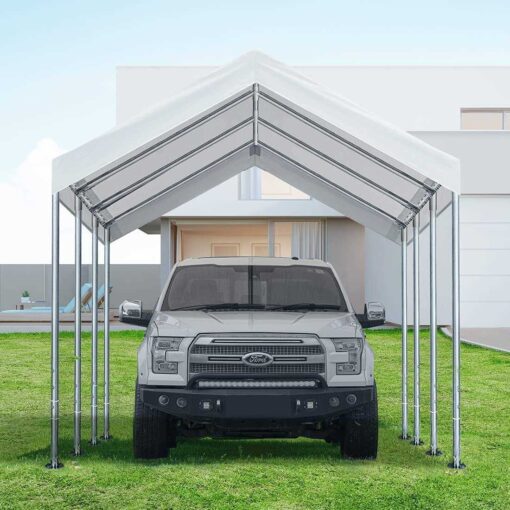 Vanteriam 10’x20' Upgraded Carport Replacement Top Canopy Cover for Car Garage Shelter Tent Party Tent with Ball Bungees - Image 2