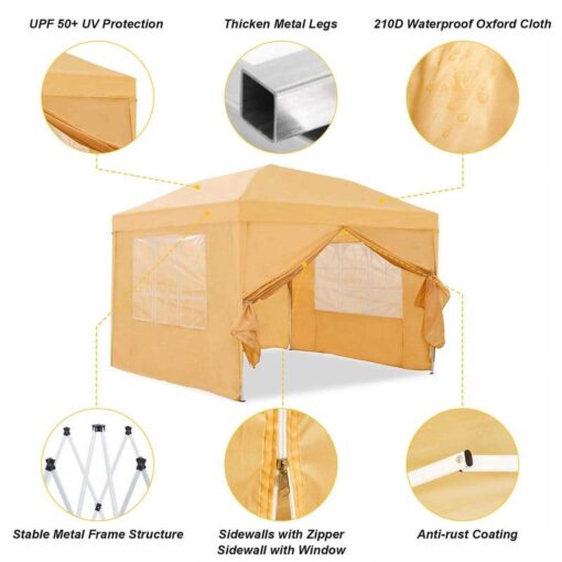Clipop 10x10ft Pop Up Gazebo Canopy Waterproof Shelter with 4 Side Panels & Carry Bag - Image 4