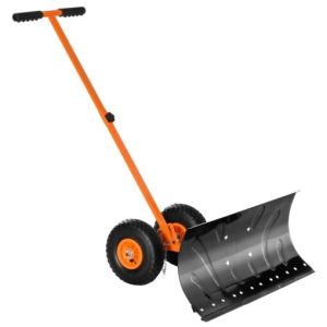 Outsunny Snow Shovel Rolling Pusher with 29” Blade