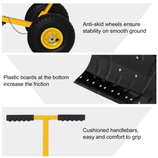 Outsunny Snow Shovel Rolling Pusher with 29” Blade - Image 4