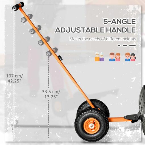 Outsunny Snow Shovel Rolling Pusher with 29” Blade - Image 3