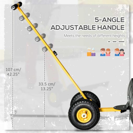 Outsunny Snow Shovel Rolling Pusher with 29” Blade - Image 2