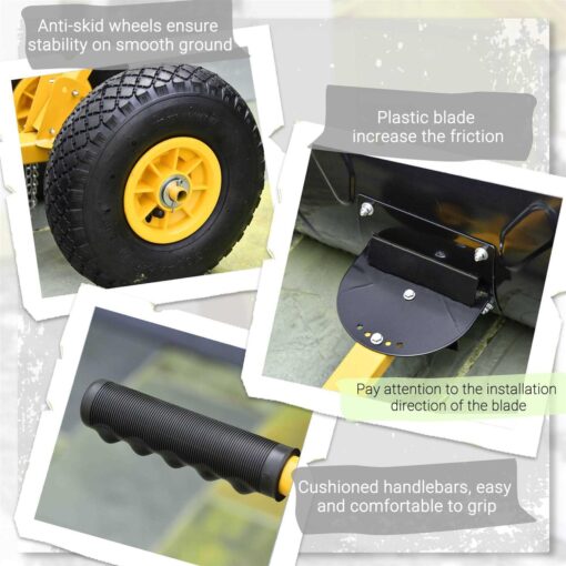 Outsunny Snow Shovel Rolling Pusher with 29” Blade - Image 5