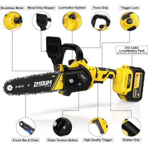 Imoumlive Brushless Mini Chainsaw 8-Inch - Image 2