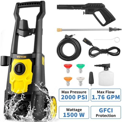 VEVOR Electric Pressure Washer 2000 PSI Max. 1.76 GPM Power Washer with 30 ft Hose & Reel - Image 2