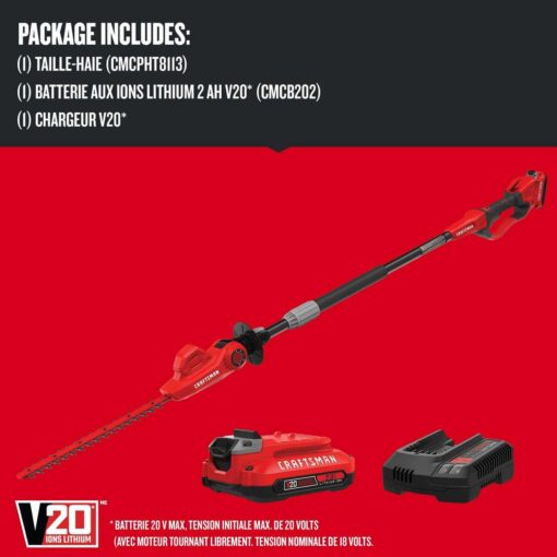 Craftsman 20V Max Pole Cordless Hedge Trimmer - Image 2