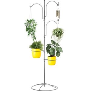Gray Bunny Hanging Plant Stand Indoor with Base Stylish Bird Feeder Stand for Outside