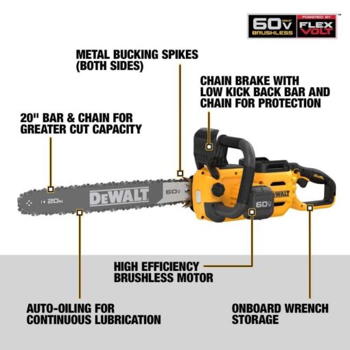 DEWALT 60V MAX Brushless Cordless 20 in. Chainsaw DCCS677B - Image 5