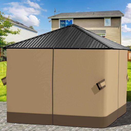 Aoodor 10' x Gazebo Curtain Replacement Universal 4-Panel Sidewalls