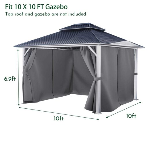 Aoodor 10' x Gazebo Curtain Replacement Universal 4-Panel Sidewalls - Image 2