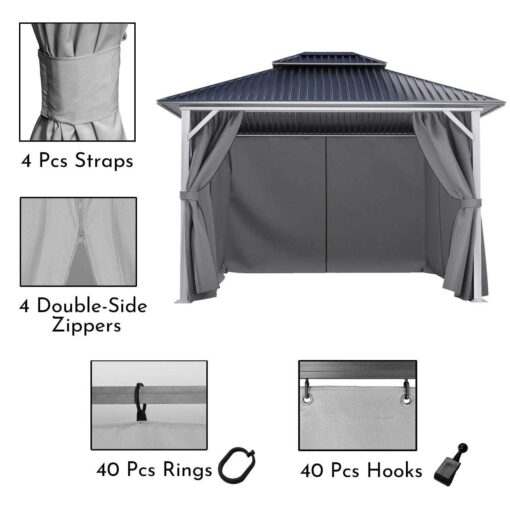 Aoodor 10' x Gazebo Curtain Replacement Universal 4-Panel Sidewalls - Image 4