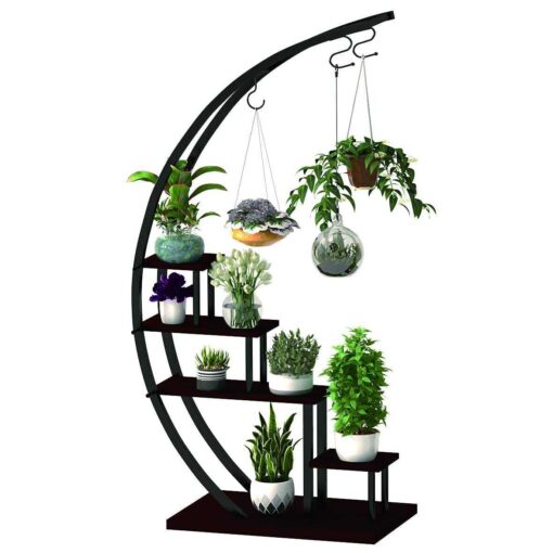GDLF 5 Tier Metal Plant Stand Indoor Curved Display Book Shelf Storage