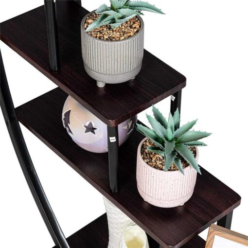 GDLF 5 Tier Metal Plant Stand Indoor Curved Display Book Shelf Storage - Image 2