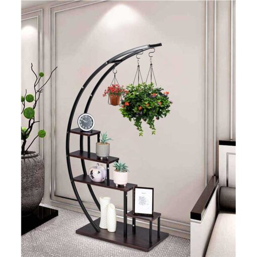 GDLF 5 Tier Metal Plant Stand Indoor Curved Display Book Shelf Storage - Image 5