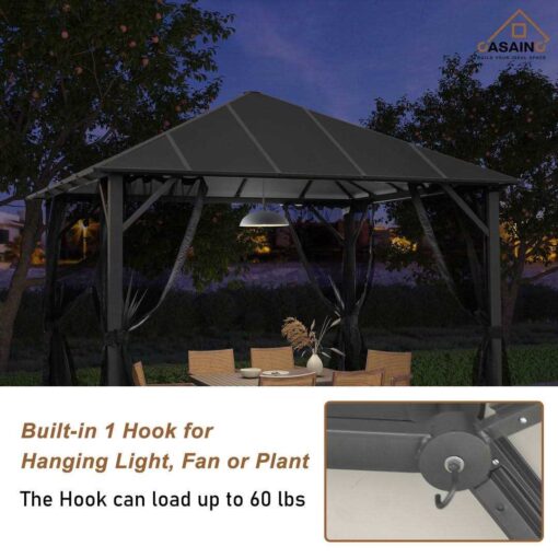 10 ft. W x 10 ft. D Aluminum Patio Gazebo CASAINC WF-SB515A - Image 2
