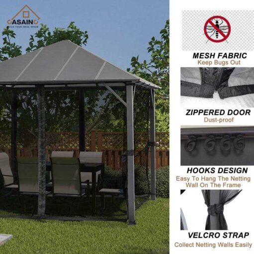 10 ft. W x 10 ft. D Aluminum Patio Gazebo CASAINC WF-SB515A - Image 5