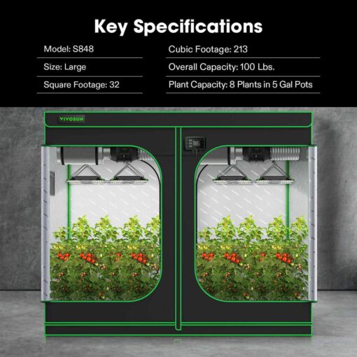 Grow Tent High Reflective Mylar with Observation Window and Floor Tray for Hydroponics Indoor Plant for VS4000/VSF4300 - Image 4