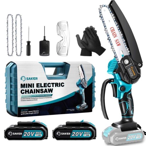 Saker 6 Inch Mini Chainsaw Handheld Pruning Chainsaw Electric Cordless Chainsaw for Tree Branches