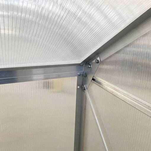 Outsunny 6' x 4' Aluminum Lean-to Greenhouse Polycarbonate Walk-in Garden Greenhouse with Adjustable Roof Vent, Rain Gutter and Sliding Door - Image 5