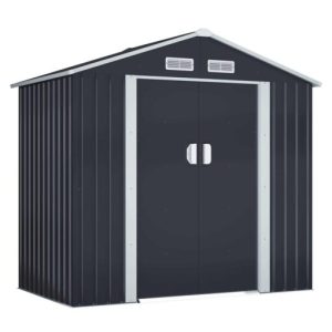 Jaxpety 7 ft. W x 4 ft. D Metal Outdoor Storage Shed for Garden Tool with Sliding Door 28 sq. ft