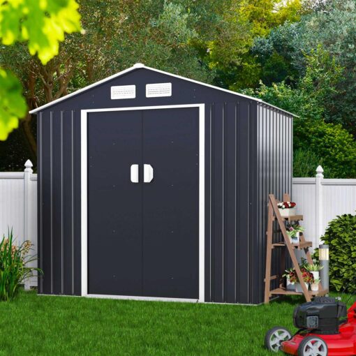 Jaxpety 7 ft. W x 4 ft. D Metal Outdoor Storage Shed for Garden Tool with Sliding Door 28 sq. ft - Image 3