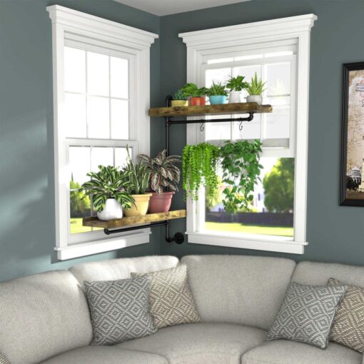 Gdlf Window Plant Shelving Industrial Pipe Swivel Floating Shelving - Image 5